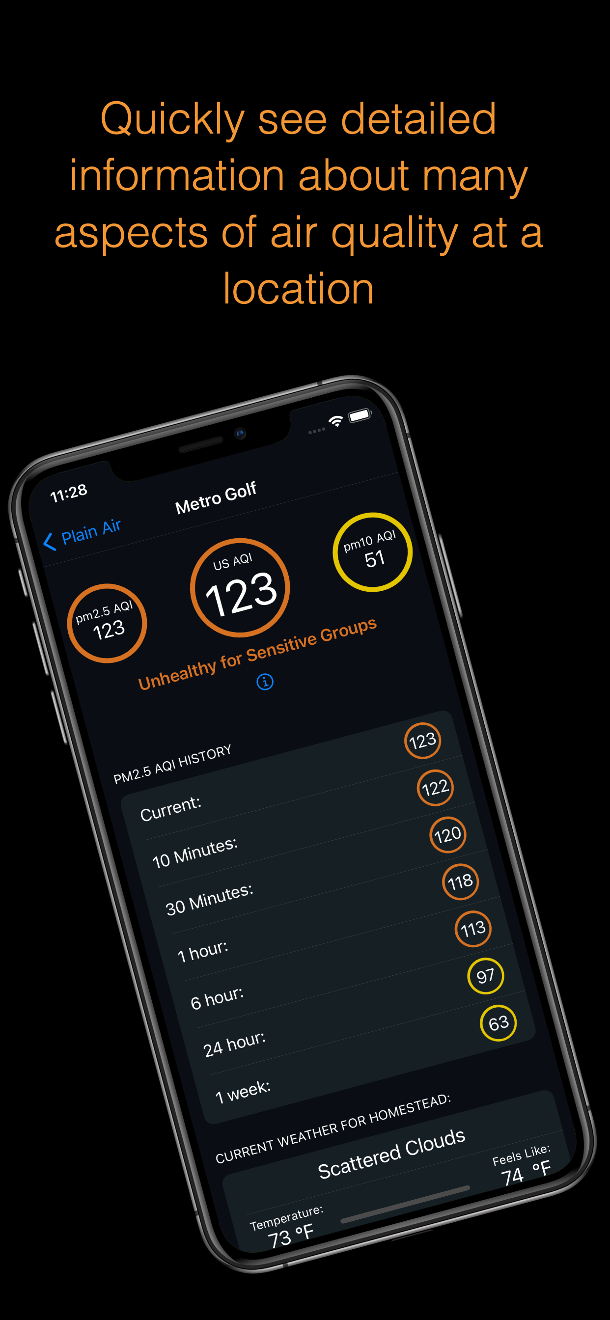 At a glance, see which of your favorite places has healthy air quality